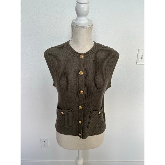 Revolve Song of Style by Aimee Song Olive Green Knit Sweater Vest - M - Picture 1 of 6